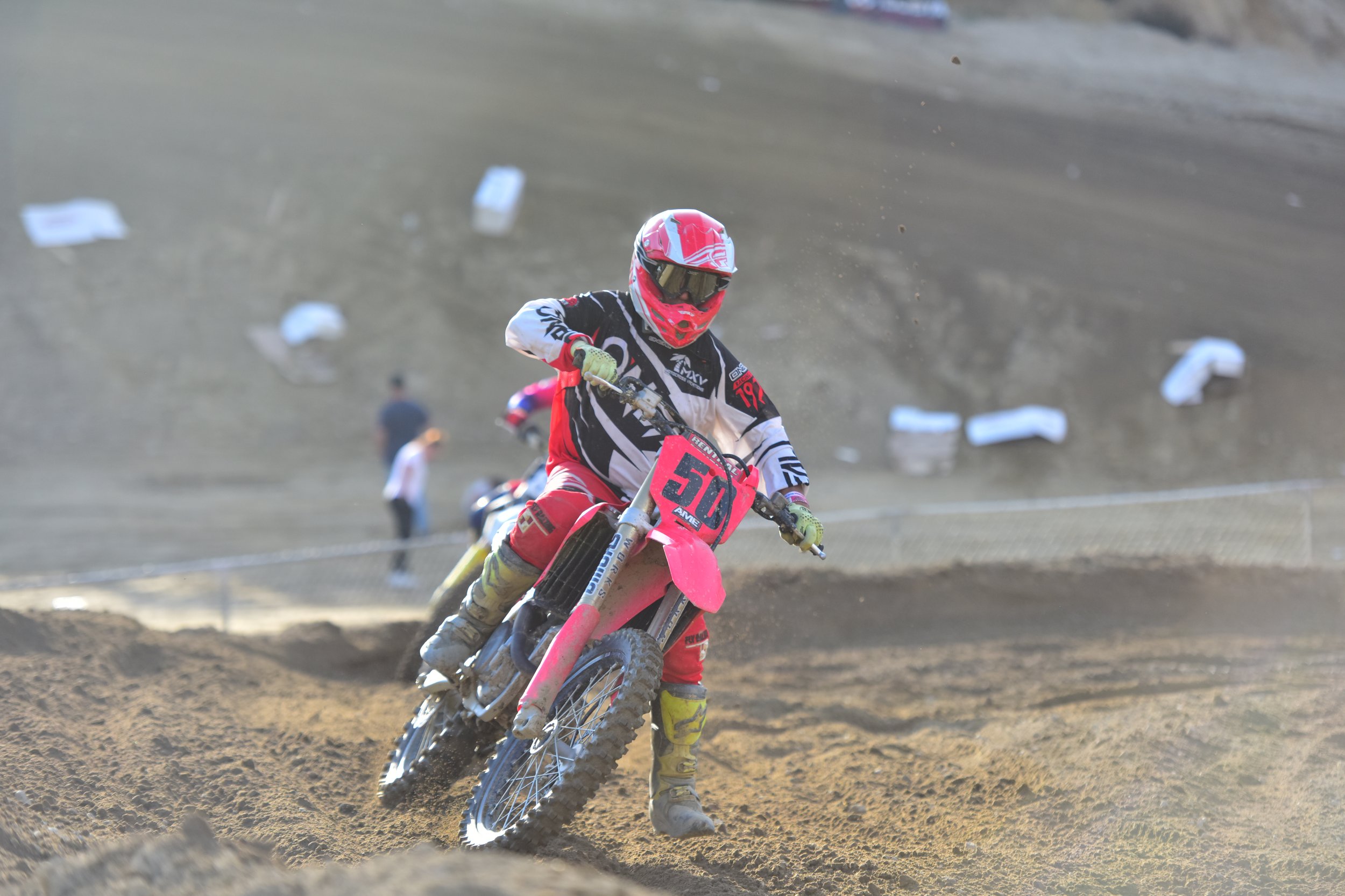 Visiting rider on a rented motocross bike in Southern California